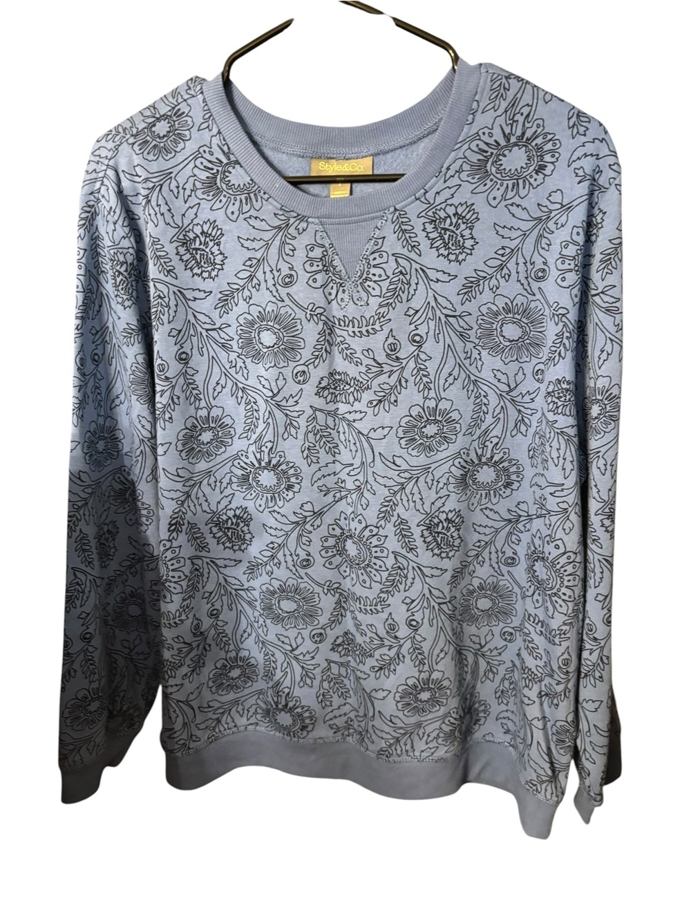 Style & Co. Light Blue Floral Crewneck Sweater